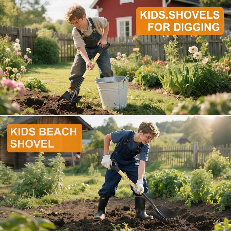 Highlight Shovel for Digging,Round Shovel, Garden Tool with D-Handle, 41 Inches in Overall Length, Wooden Handel Garden Shovel for Beach, Car, Snow - Image 3